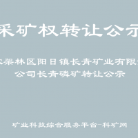 神農(nóng)架林區(qū)陽(yáng)日鎮(zhèn)長(zhǎng)青礦業(yè)有限責(zé)任公司長(zhǎng)青磷礦轉(zhuǎn)讓公示