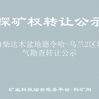 青海柴達(dá)木盆地德令哈-烏蘭2區(qū)塊油氣勘查轉(zhuǎn)讓公示