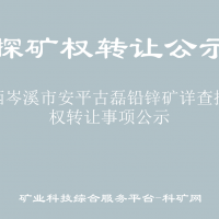 廣西岑溪市安平古磊鉛鋅礦詳查探礦權轉讓事項公示