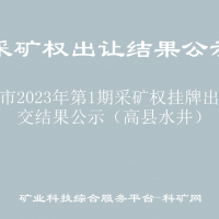 宜賓市2023年第1期采礦權(quán)掛牌出讓成交結(jié)果公示（高縣水井）