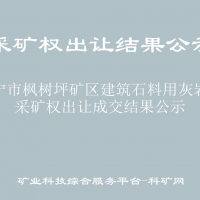 常寧市楓樹坪礦區(qū)建筑石料用灰?guī)r礦采礦權(quán)出讓成交結(jié)果公示