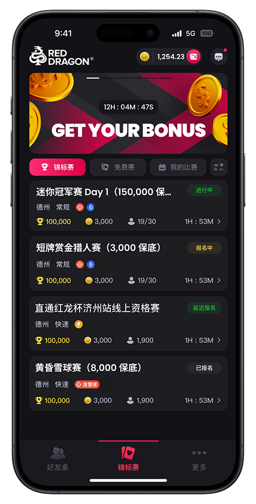 RedDragon Poker iOS 设备示意